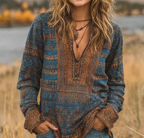 Dreamy V-Neck Langarm-Top: Herbstshaftes Allround-Talent mit Stil & Komfort
