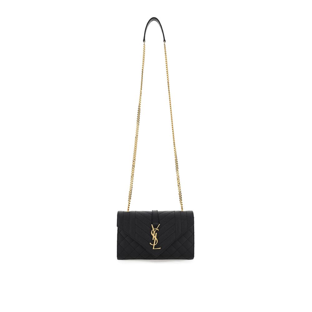 Saint Laurent Schwarze Kalbshaut Bos Taurus Schultertasche