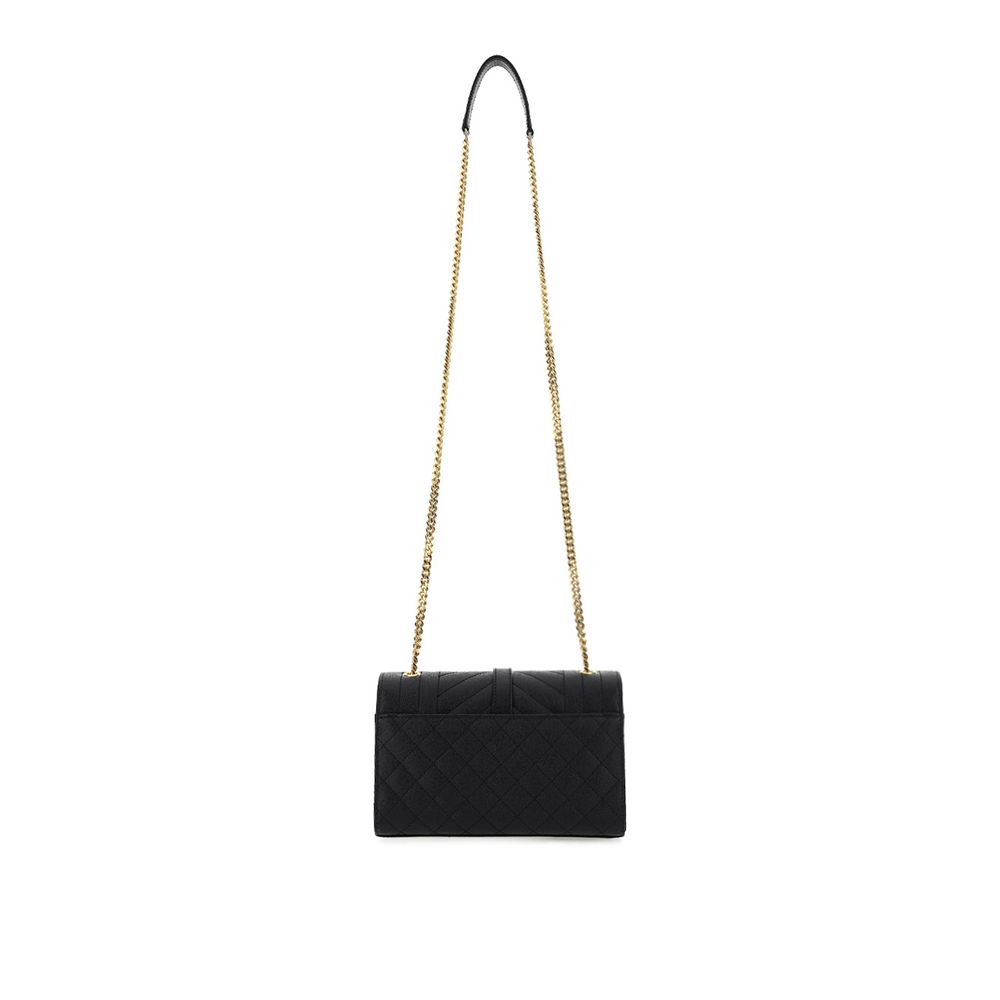 Saint Laurent Schwarze Kalbshaut Bos Taurus Schultertasche