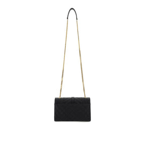 Saint Laurent Schwarze Kalbshaut Bos Taurus Schultertasche