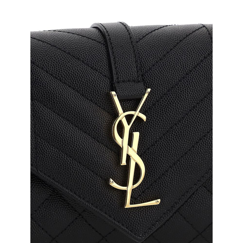 Saint Laurent Schwarze Kalbshaut Bos Taurus Schultertasche