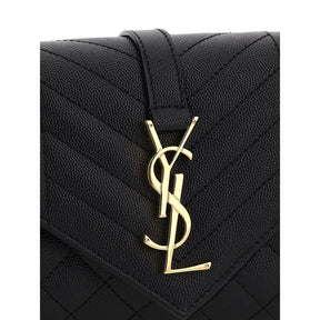 Saint Laurent Schwarze Kalbshaut Bos Taurus Schultertasche