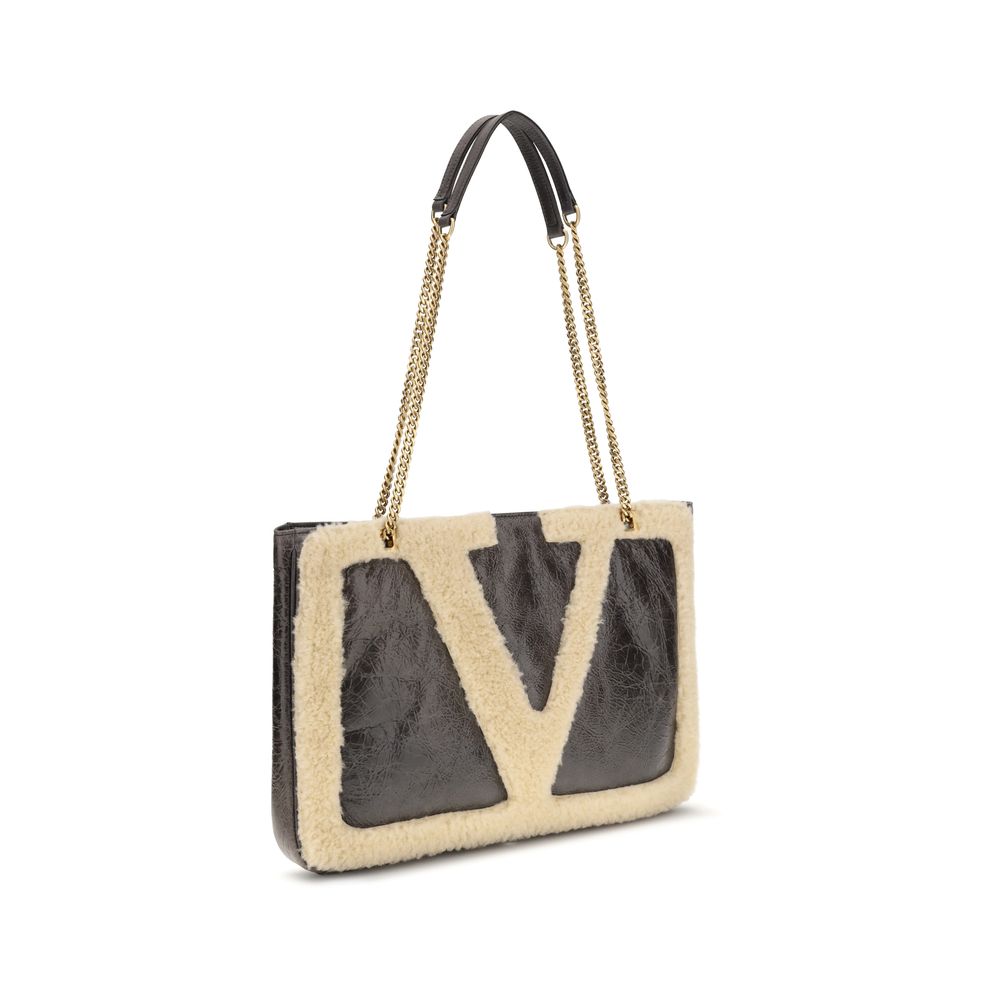 Valentino Garavani Schwarze Lammleder-Schultertasche Ovis Aries Aries