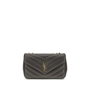 Saint Laurent Grau Kalbsleder Bos Taurus Schultertasche
