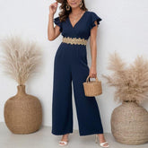 Chicer Blue Plain ärmelloser Jumpsuit - Ihr stilvoller Herbstsbegleiter