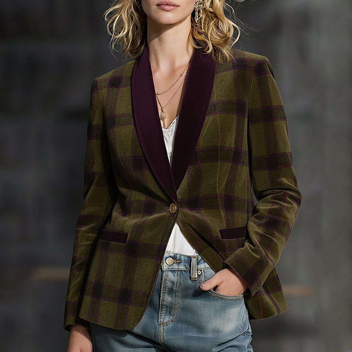 Herbst-Style Highlight: Modischer Retro Langarm-Kariert-Mantel