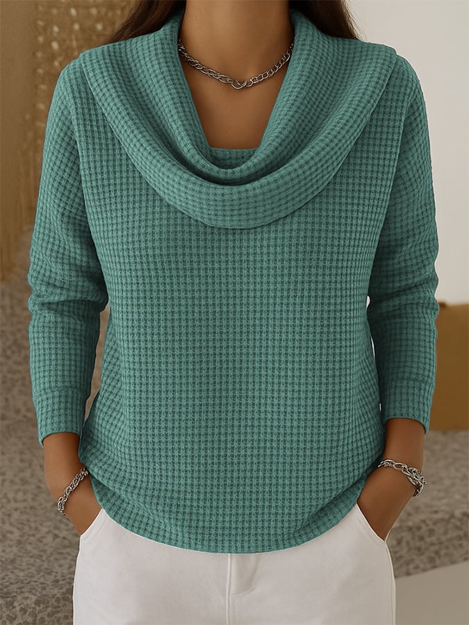 Kuscheliges Waffle Knit Longsleeve Schwarz für den Winter