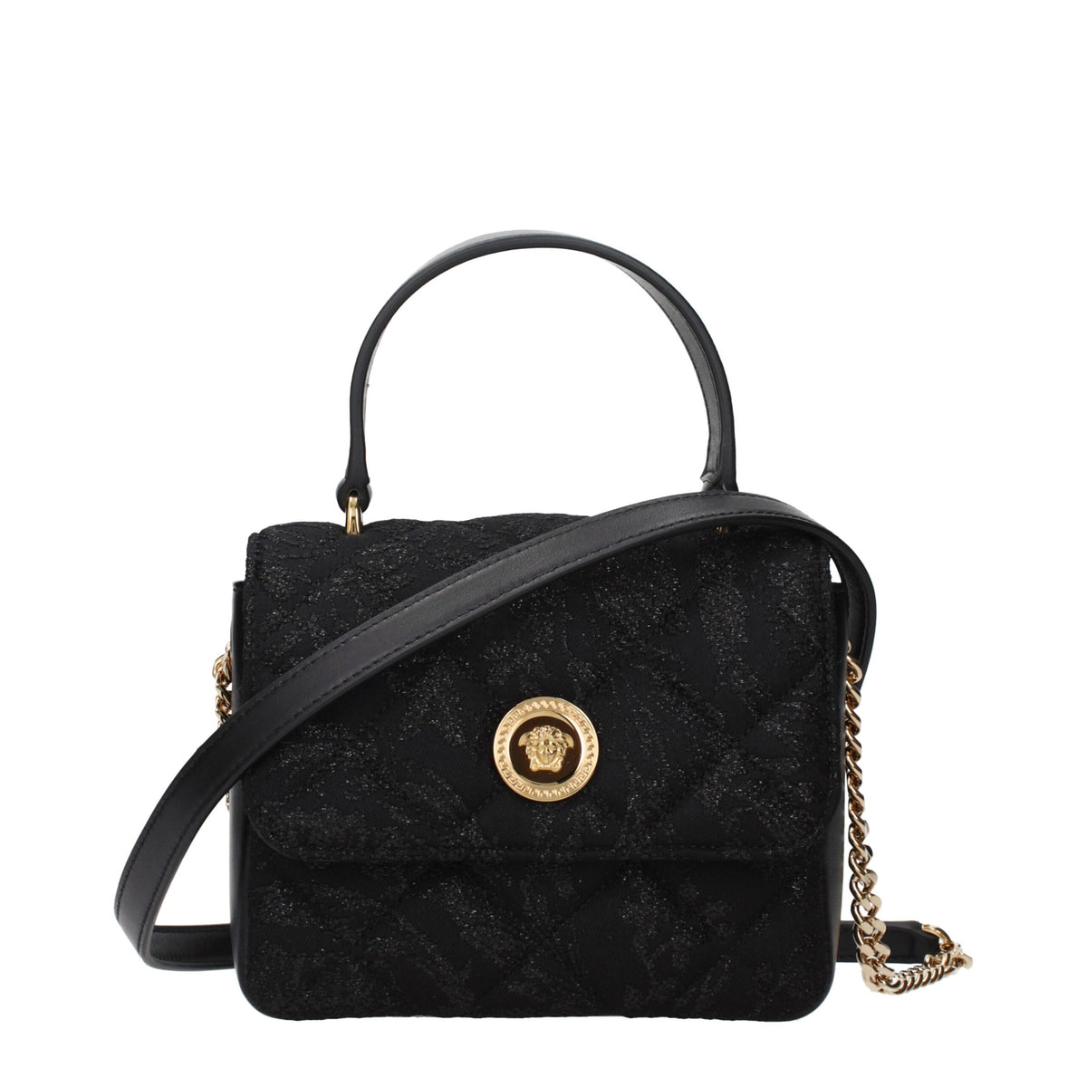 Versace Schwarze Stoffhandtasche