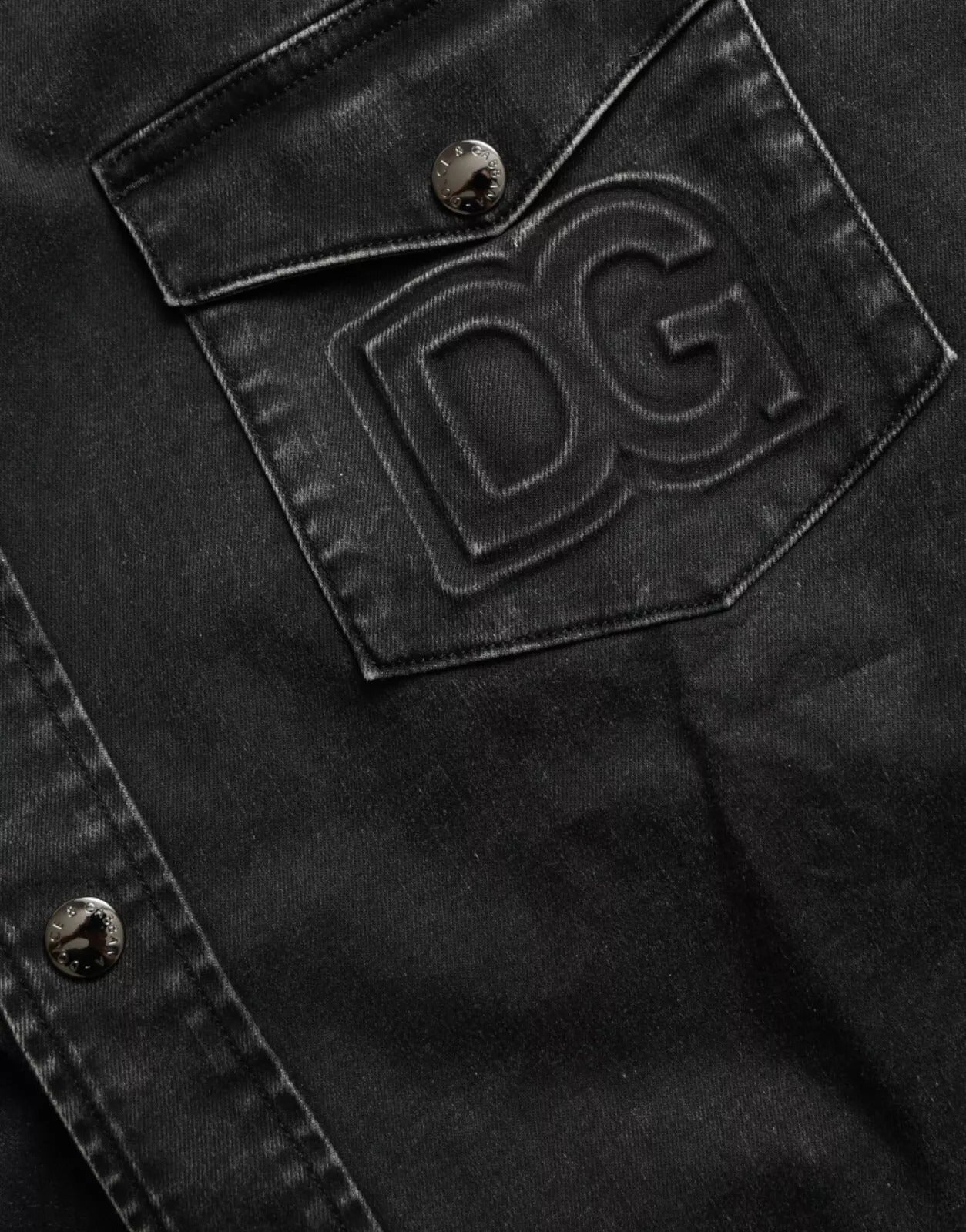Dolce & Gabbana Schwarzes Langarm-Jeanshemd aus Baumwolle