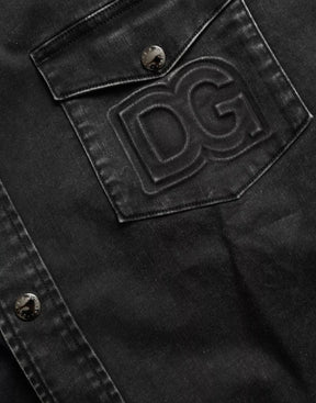 Dolce & Gabbana Schwarzes Langarm-Jeanshemd aus Baumwolle