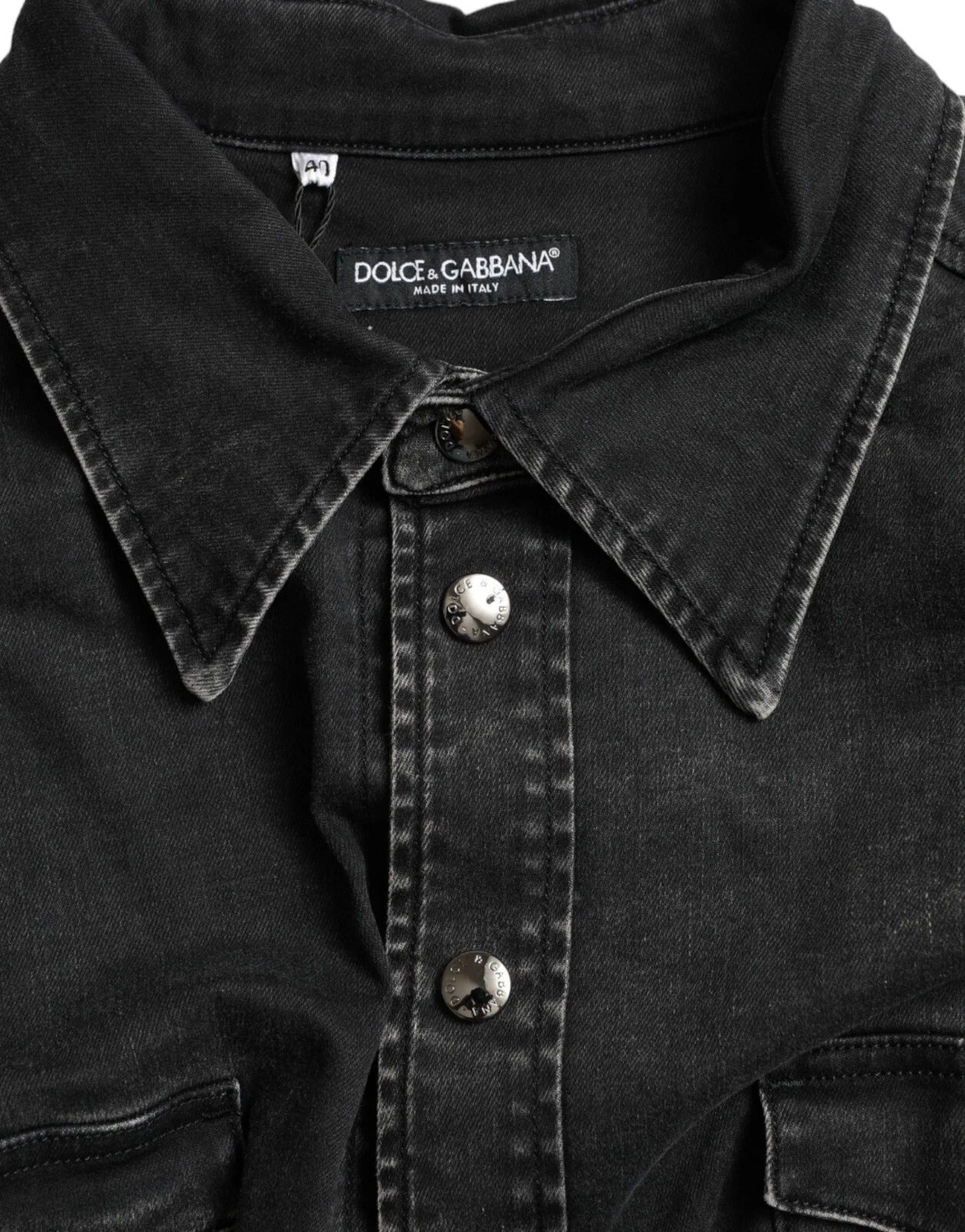 Dolce & Gabbana Schwarzes Langarm-Jeanshemd aus Baumwolle