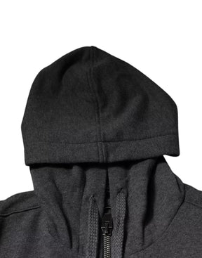 Dolce & Gabbana Grauer Logo-Kapuzenpullover mit durchgehendem Reißverschluss