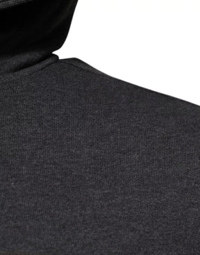 Dolce & Gabbana Grauer Logo-Kapuzenpullover mit durchgehendem Reißverschluss