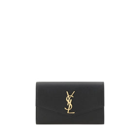 Saint Laurent Schwarze Kalbshaut Bos Taurus Schultertasche