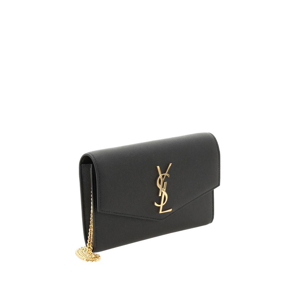 Saint Laurent Schwarze Kalbshaut Bos Taurus Schultertasche