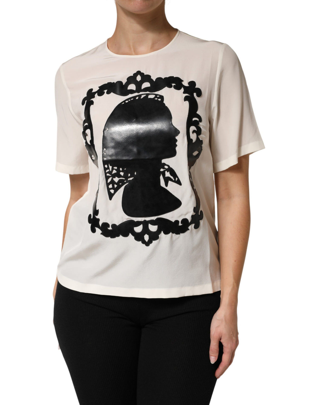 Dolce & Gabbana Seidenoberteil mit Silhouette-Detail und Kurzen Ärmeln