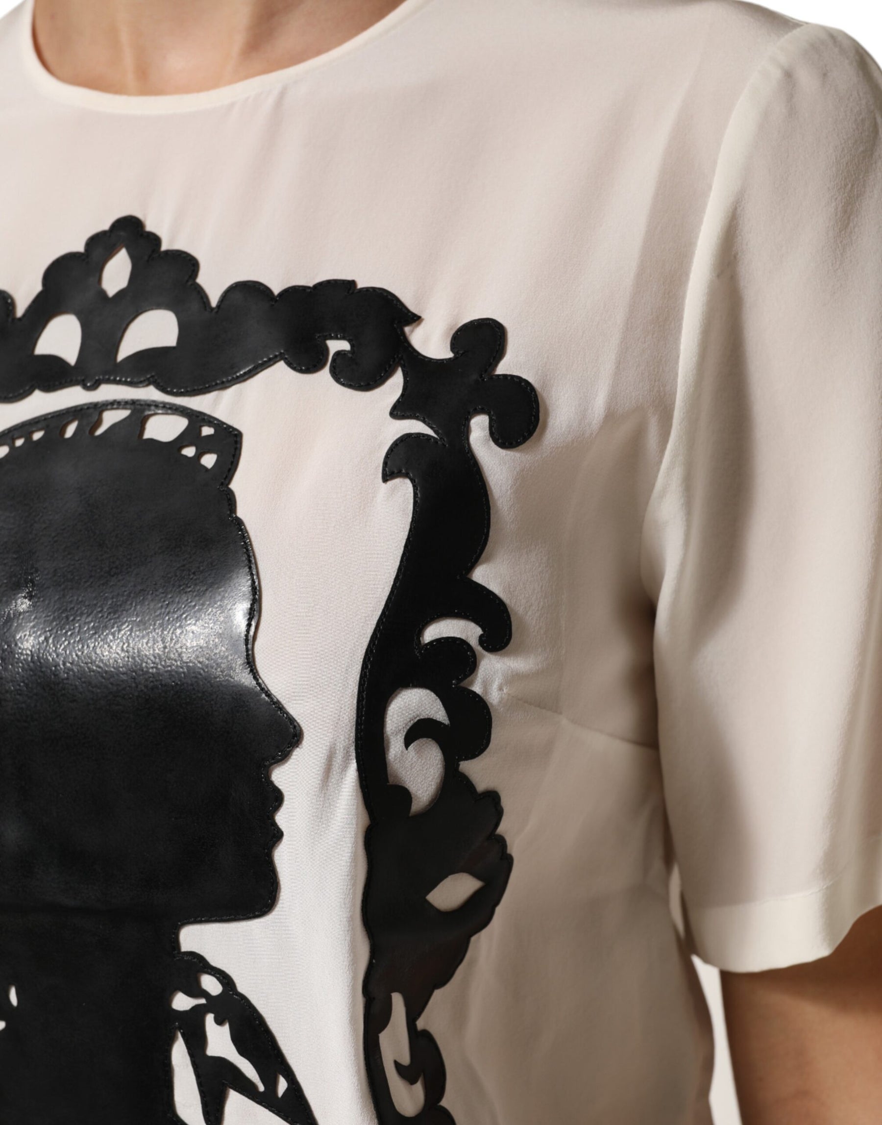 Dolce & Gabbana Seidenoberteil mit Silhouette-Detail und Kurzen Ärmeln