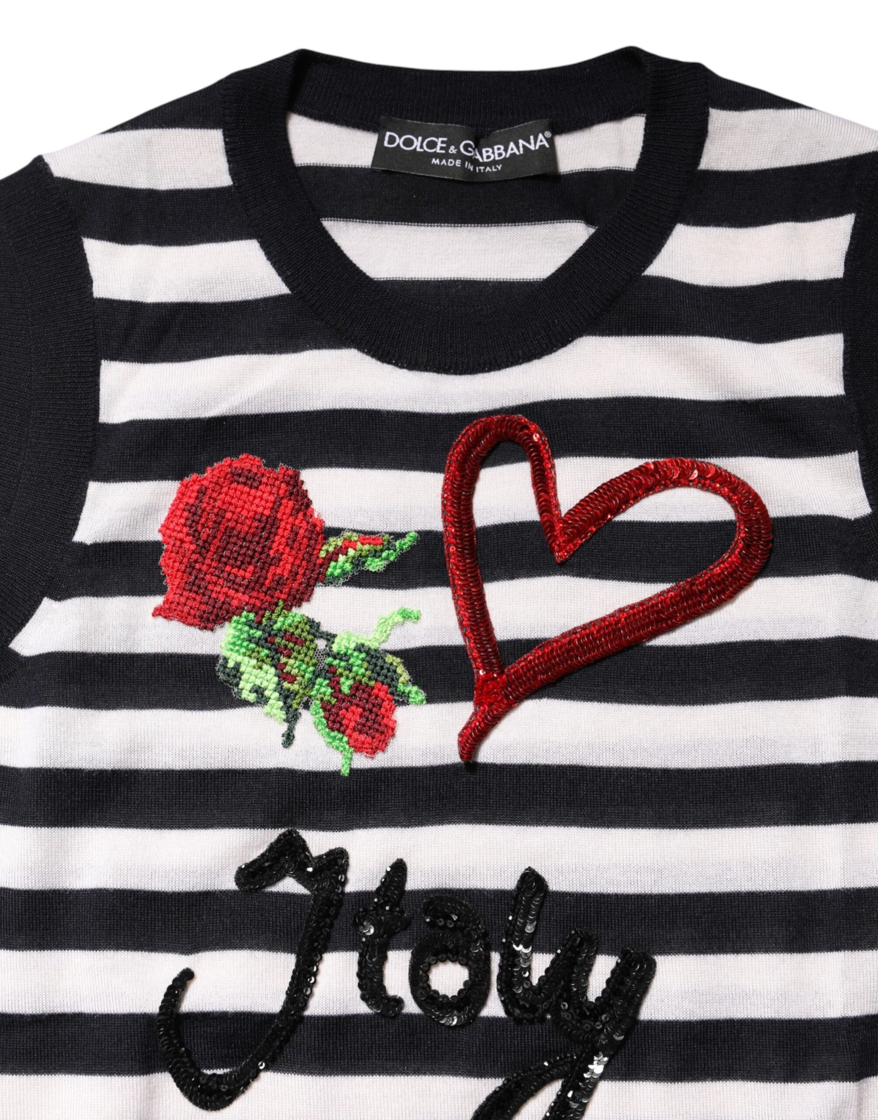 Dolce & Gabbana Schwarzes und weißes ärmelloses Oberteil aus Kaschmir und Seide