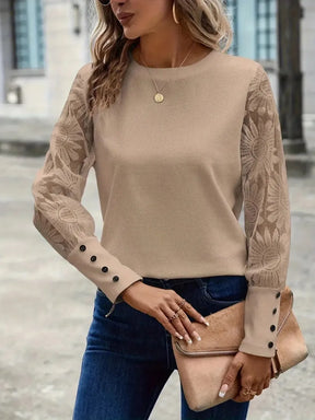 Luftiges Brown Round Neck Plain Top – Ihr eleganter Begleiter für den Herbst