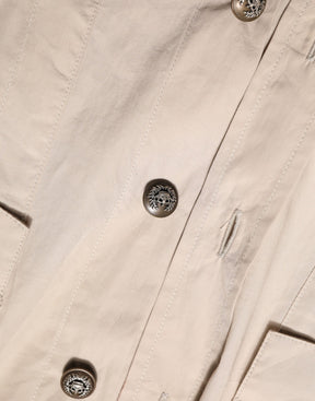 Dolce & Gabbana Beigefarbenes Langarm-Baumwollhemd mit Kragen