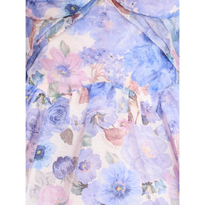 Zimmermann Leinen-Kleid mit Organza-Mix