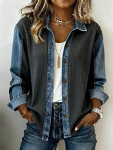 Damen Winter Patchwork Mantel Colorblock Oversize Casual