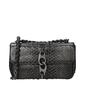Tom Ford Silbergraue Schultertasche aus Pythonleder