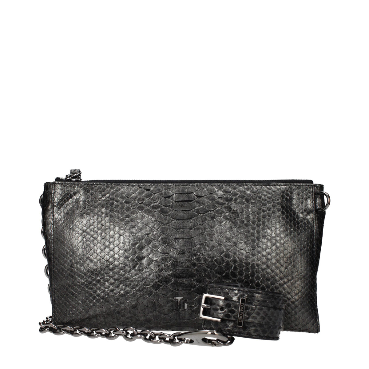 Tom Ford Grau Python-Leder Handtasche