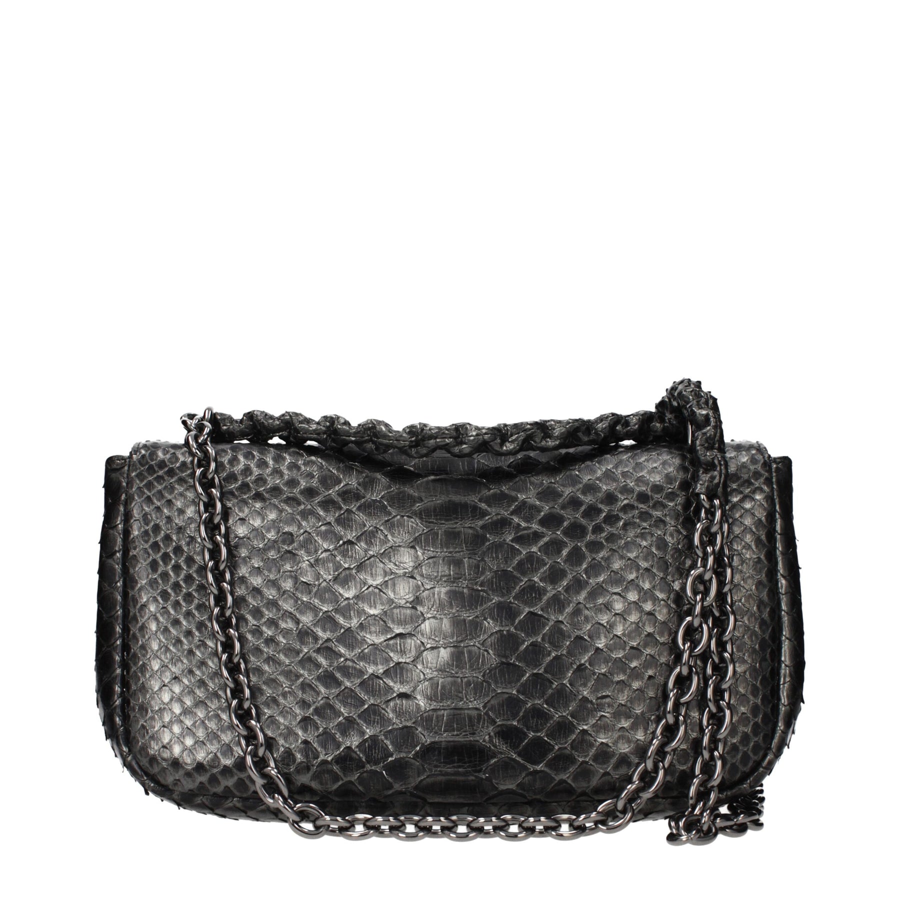 Tom Ford Silbergraue Schultertasche aus Pythonleder