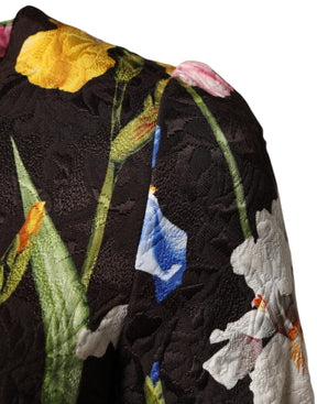 Dolce & Gabbana Schwarzes Blumen-Brocat-Kleid im A-Linien-Schnitt