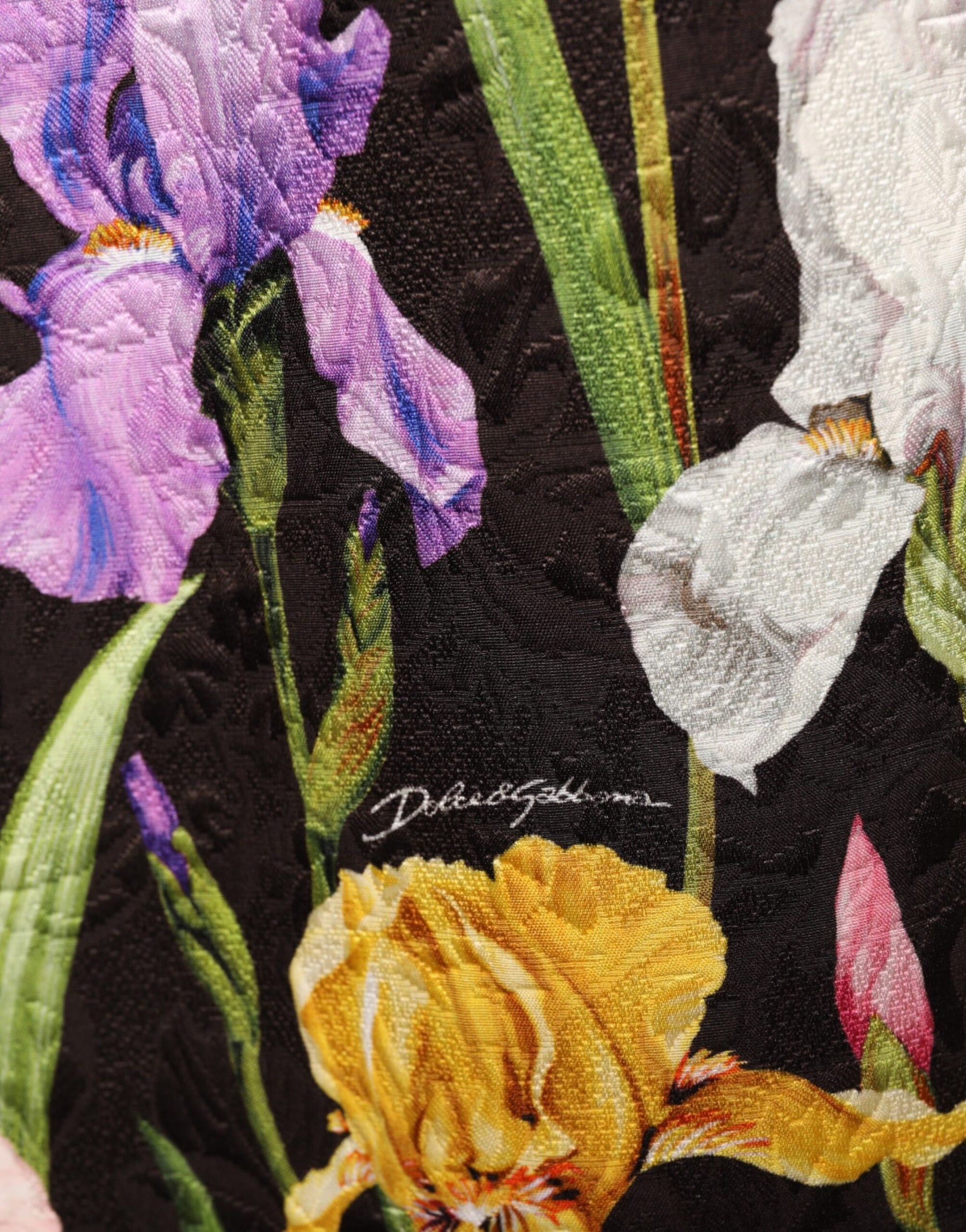 Dolce & Gabbana Schwarzes Blumen-Brocat-Kleid im A-Linien-Schnitt