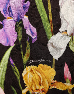 Dolce & Gabbana Schwarzes Blumen-Brocat-Kleid im A-Linien-Schnitt