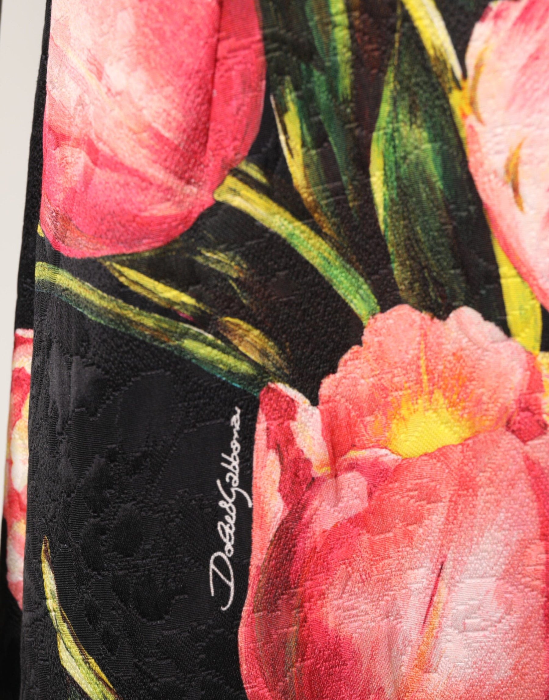 Dolce & Gabbana Schwarzes Minikleid mit floralem Viskose-Print