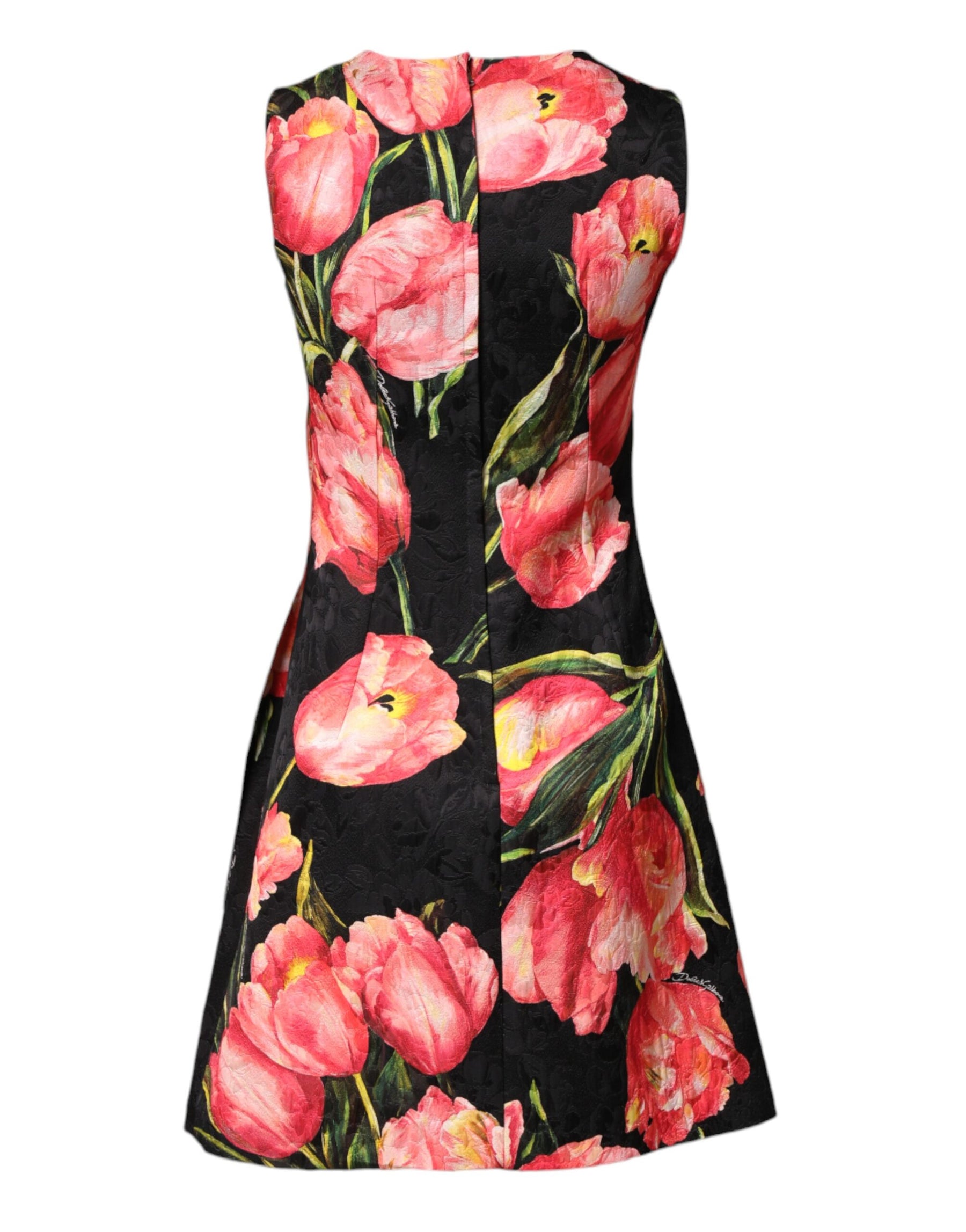 Dolce & Gabbana Schwarzes Minikleid mit floralem Viskose-Print