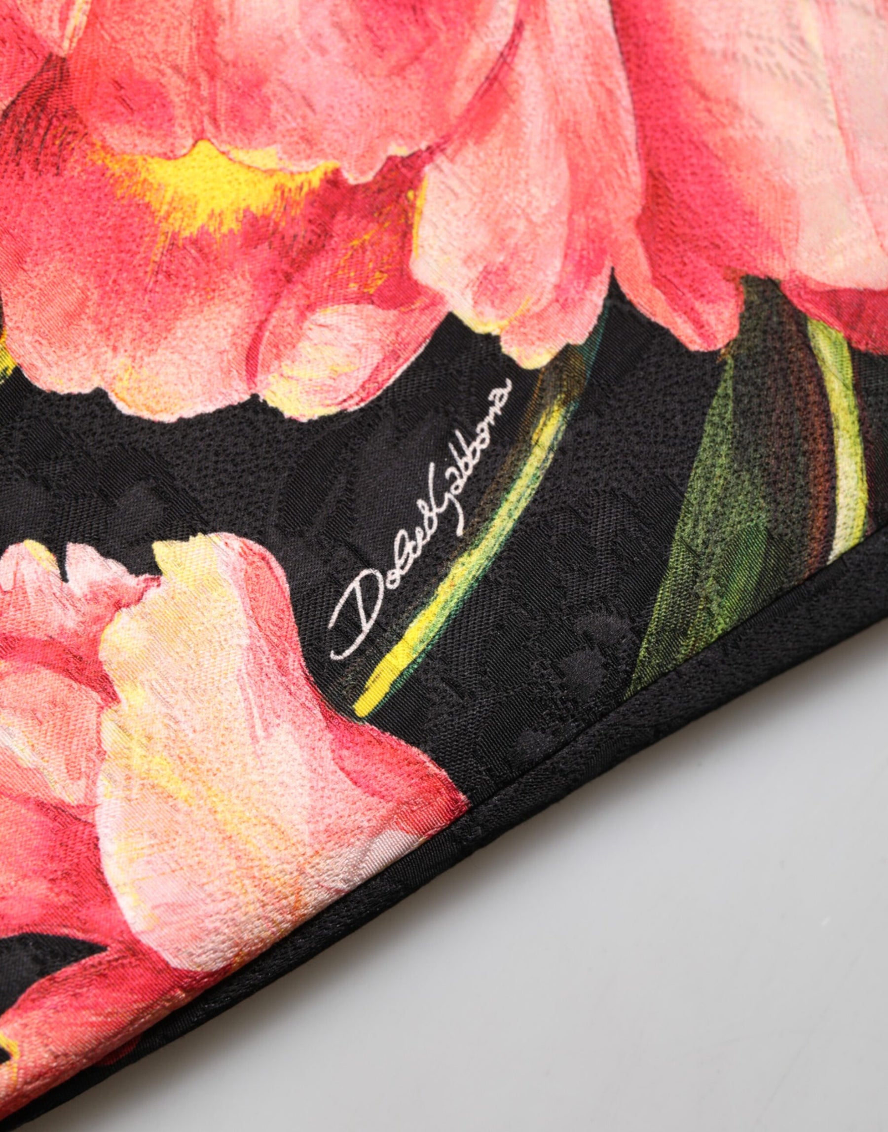 Dolce & Gabbana Schwarzes Minikleid mit floralem Viskose-Print