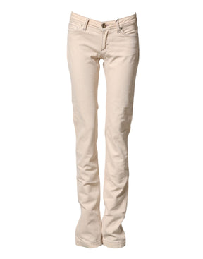 Dolce & Gabbana Beige-Jeans mit niedriger Taille und schmaler Passform aus Baumwolle
