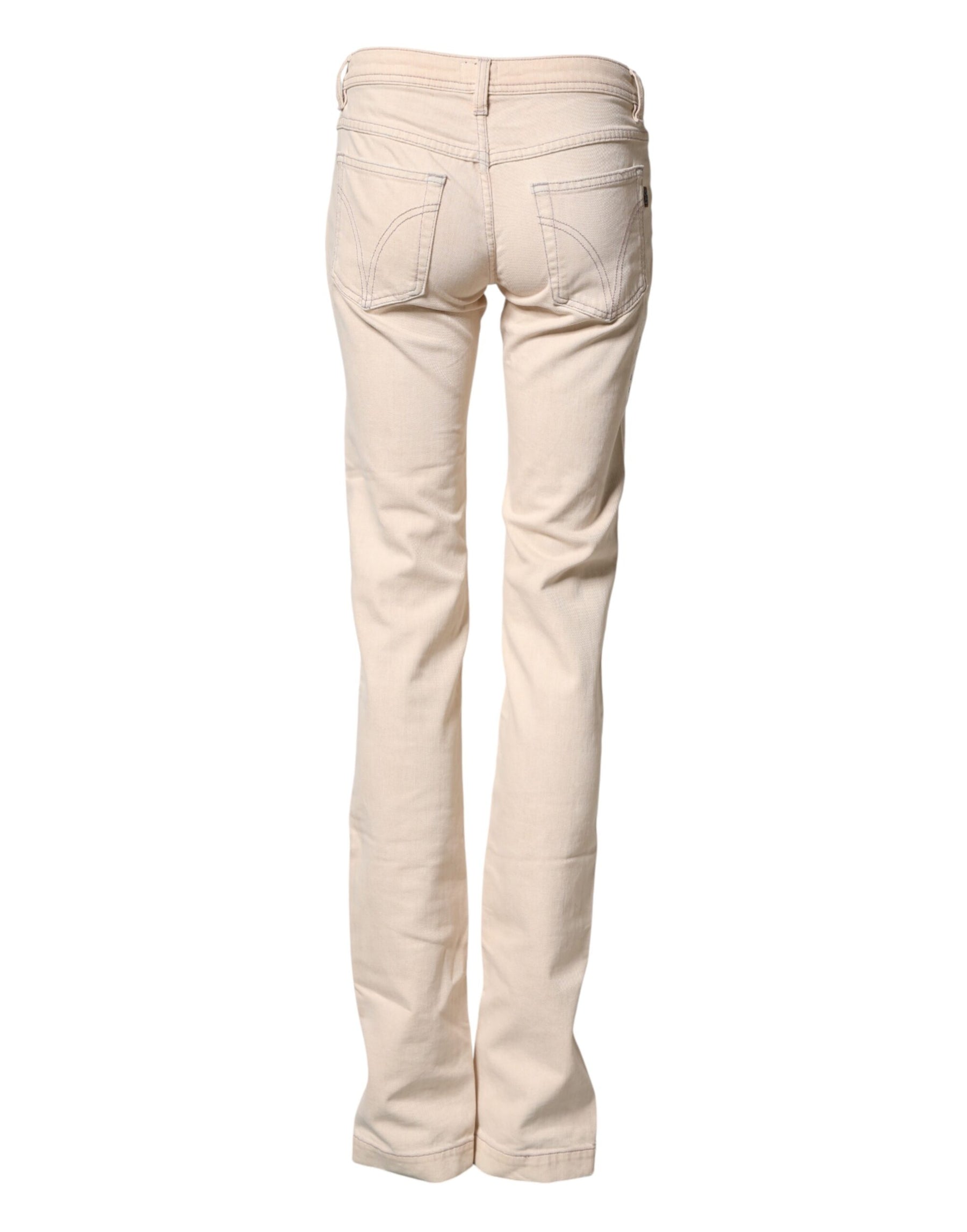 Dolce & Gabbana Beige-Jeans mit niedriger Taille und schmaler Passform aus Baumwolle