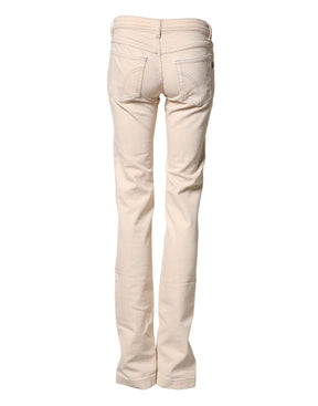 Dolce & Gabbana Beige-Jeans mit niedriger Taille und schmaler Passform aus Baumwolle