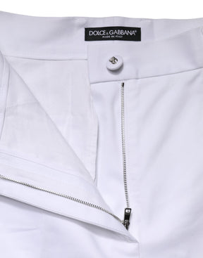 Dolce & Gabbana Weiße, hochgeschnittene, weite Cropped-Hose aus Baumwolle