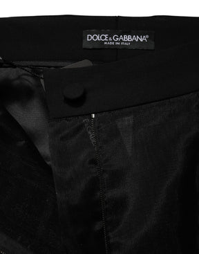 Dolce & Gabbana Schwarze, hochgeschnittene Wollhose mit Tüll