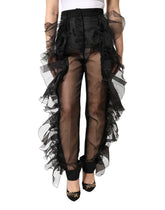 Dolce & Gabbana Schwarze, hochgeschnittene Wollhose mit Tüll