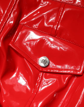 Dolce & Gabbana Rote, glänzende Polyester-Cargo-Bootcut-Hose