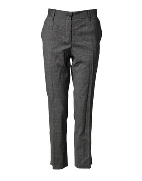 Dolce & Gabbana Dunkelgraue Karierte Tartan-Hose aus reiner Schurwolle