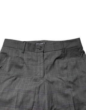Dolce & Gabbana Dunkelgraue Karierte Tartan-Hose aus reiner Schurwolle