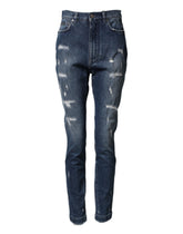 Dolce & Gabbana Distressed Blue-Wash-Jeans mit Logo GRACE