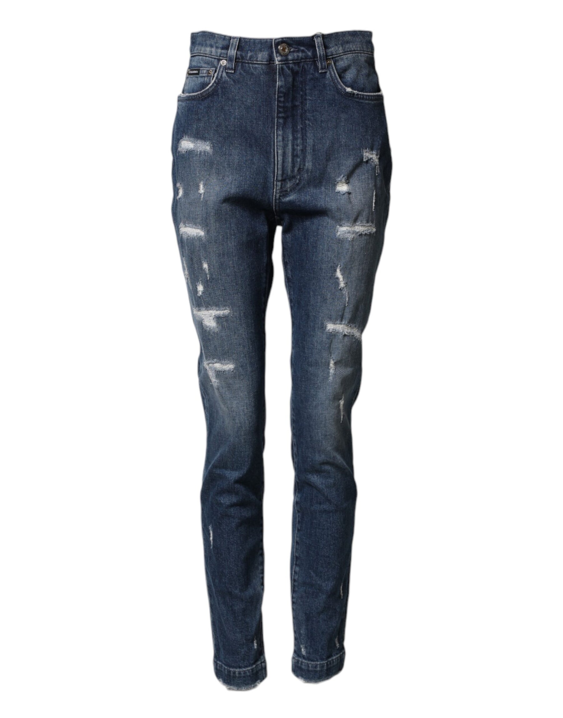 Dolce & Gabbana Distressed Blue-Wash-Jeans mit Logo GRACE