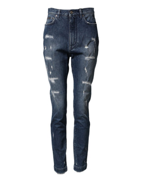 Dolce & Gabbana Distressed Blue-Wash-Jeans mit Logo GRACE