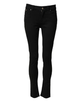 Dolce & Gabbana Schwarze Skinny Jeans aus Baumwolldenim mit mittlerer Bundhöhe