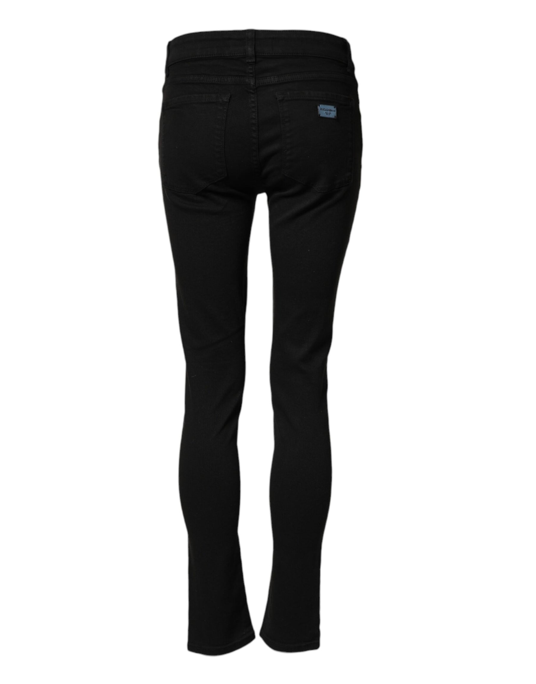 Dolce & Gabbana Schwarze Skinny Jeans aus Baumwolldenim mit mittlerer Bundhöhe