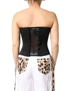 Dolce & Gabbana Schwarzes Seiden-Spitzen-Korsett-Bustier